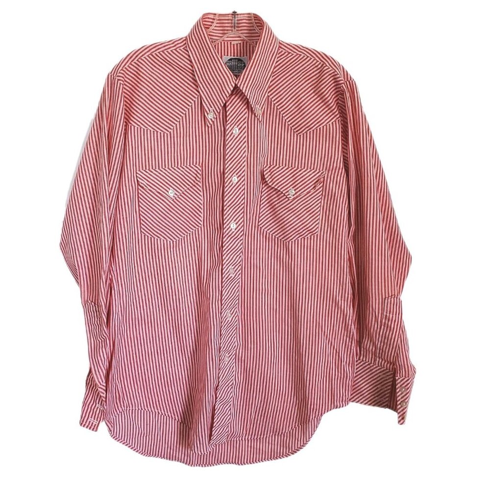 Vintage 1960s Striped Western Dress Shirt Miller Miller Size 15 1/2, 33